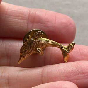 Dolphin gold tone lapel pin